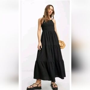 Zara 100% cotton Black Halter Sundress